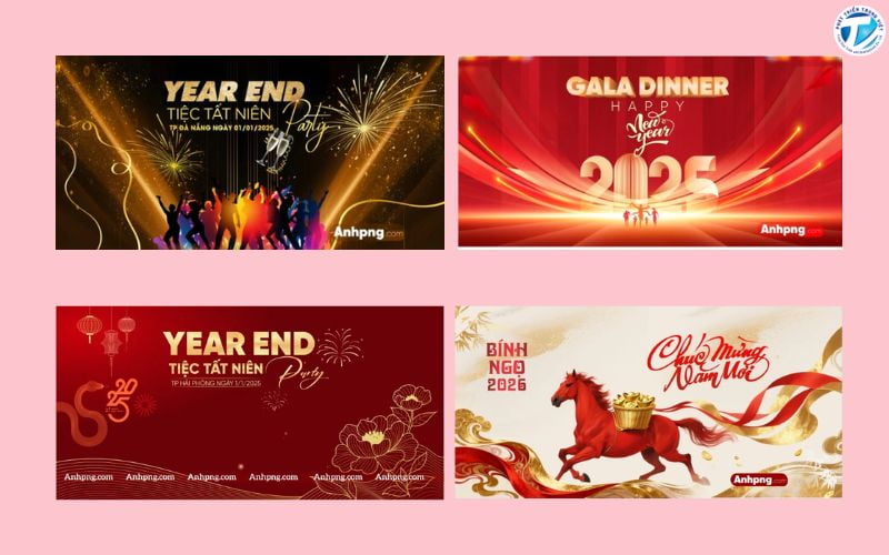 Mẫu băng rôn tất niên cho nhà hàng, khách sạn, trung tâm sự kiện